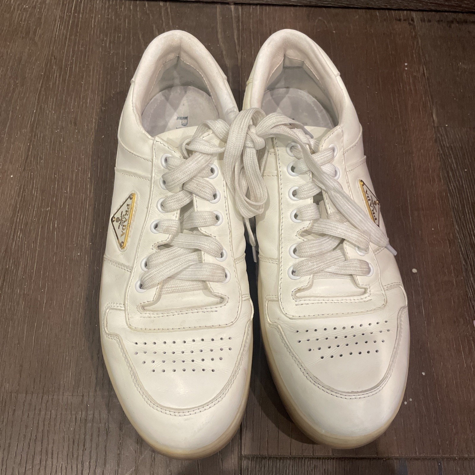 Prada Leather Low Top Sneakers Size 10 White Men Sneakers